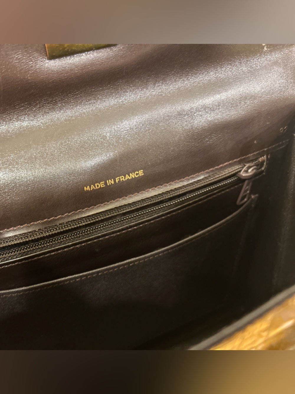 Vtg Celine logo ring dark brown Croc-Embossed exotic skin Top Handle Bag purse - Picture 14 of 16